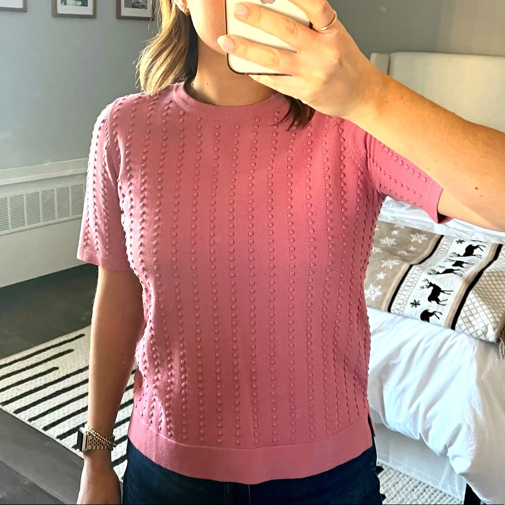 Short Sleeve Pink Top with Dot Detail